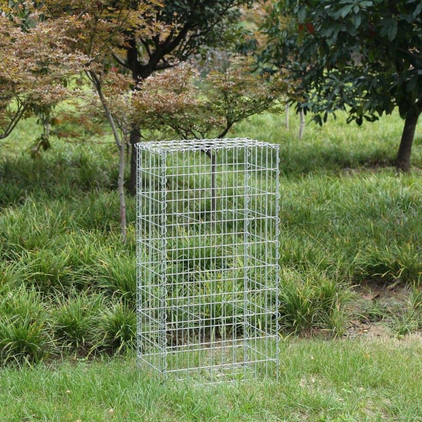 Rootz Stone Gabion - Rektangulär Gabion - Gabion Wall - Gabion Basket - Gabion Stödmur - Gabion Struktur - Dekorativ Gabion - Silver - 100 x 50 x 30 c