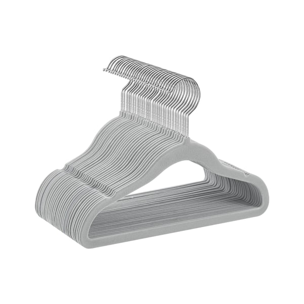 Rootz 30-pack barnklädeshängare - Dove Grey - ABS-plast - Sammet - Metallkrok - Lättvikt - Utrymmesbesparande - Slitstark - 30cm x 20,5cm