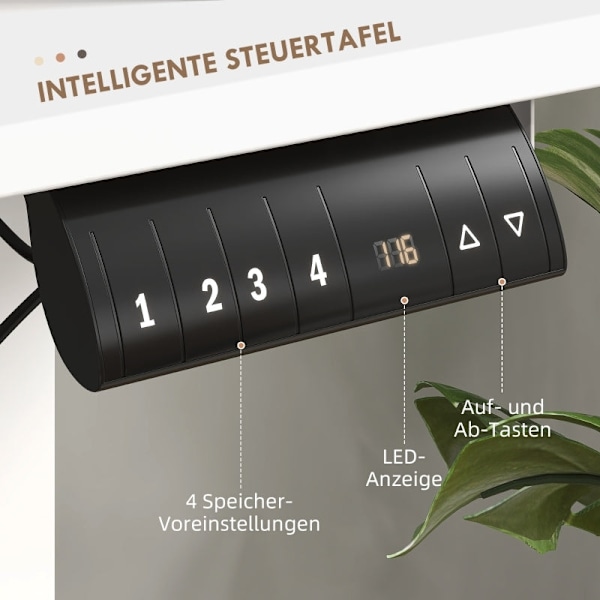 Rootz elektriskt justerbart stående skrivbord - Höjdjusterbart skrivbord - Sit Stand-skrivbord - Minnesfunktion - 120cm x 60cm x 72-116cm
