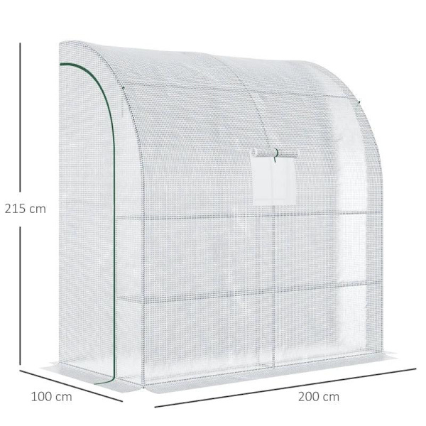 Rootz Greenhouse - Väggväxthus - Folieväxthus - Tomatväxthus - Med nätfönster - Med rulldörrar - UV-skydd - Vit - 200 x 100 x 215 cm