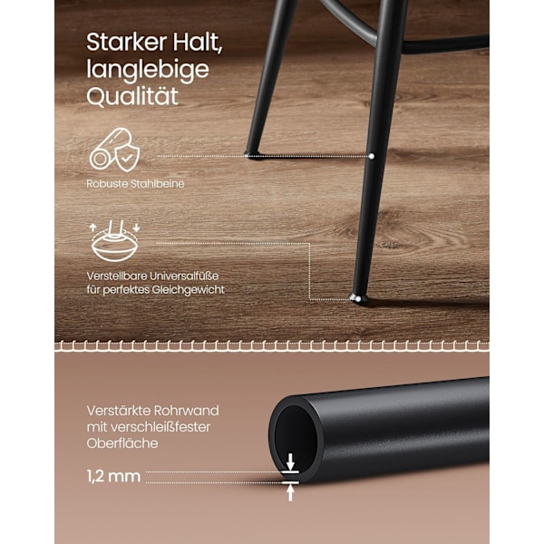Rootz EKHO Collection - Barstolsset - Stolar i konstläder - Stålstomme - Karamellbrun - 54 cm x 54 cm x 91 cm - 120 kg Kapacitet