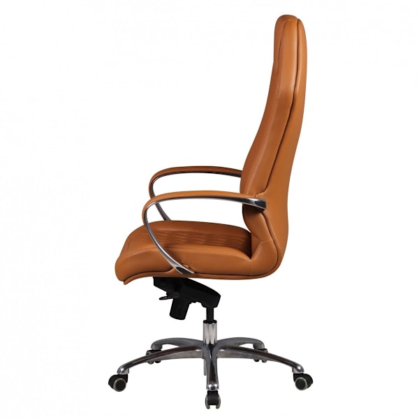 Rootz Executive Chair - Äkta läder - Armstöd i aluminium - Ergonomisk design - Karamellfärg - 126-136cm x 70cm x 70cm