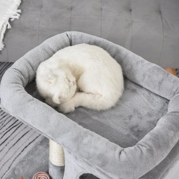 Rootz Cat Tree - Katteklatretræ - Sisalstolper - Kattekradsestolpe - Lysegrå - 59 x 39 x 83 cm