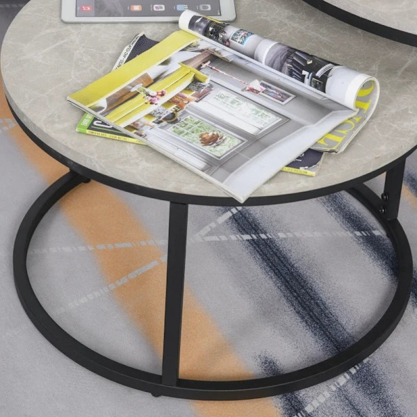 Rootz 2 Soffbord - Sidobord - Industriell design - Sängbord - MDF-metall - Grå-Svart - 78,5 Cm X 78,5 Cm X 46,5 Cm