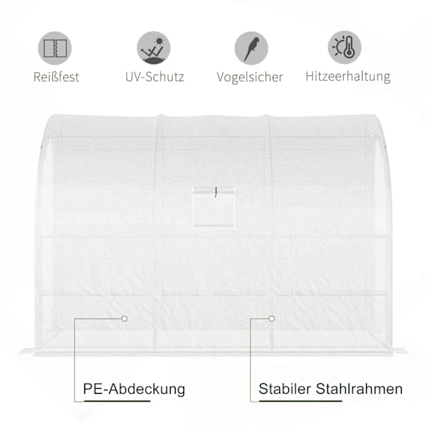 Rootz 3 Tier Greenhouse - Garden Greenhouse - Plant Shelter - UV Resistent - 300 cm x 150 cm x 213 cm