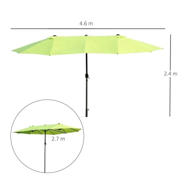 Rootz Parasoll - Trädgårdsparasoll - Marknadsparasoll - Dubbelparasoll - Uteplatsparasoll med handvev - Grön Oval - 460 x 270 x 240 cm