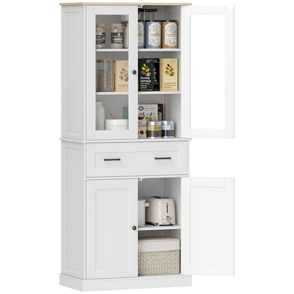 Rootz Kitchen Cabinet - Buffet - Akrylfrontskuffer - Ekstra opbevaring - 76 x 40 x 182,5 cm hvid