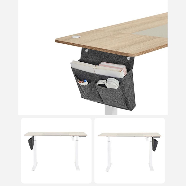 Rootz Electric Desk - Höjdjusterbart skrivbord - Stående skrivbord - Spelbord - Höjdjusterbart spelbord - Vit-Greige - 60 x 140 x (72-120) cm (D x B x