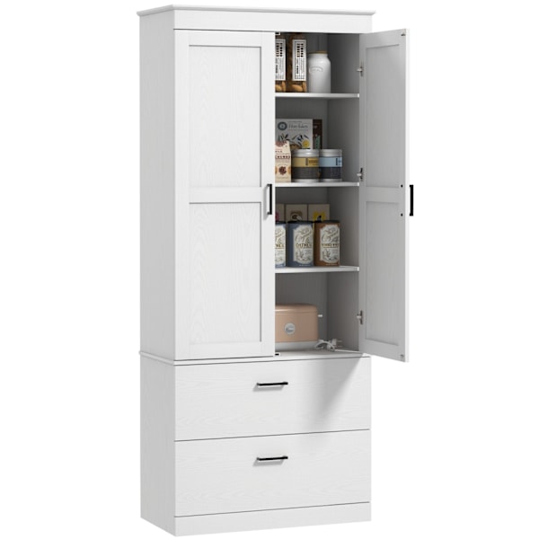 Rootz Fritstående køkkenskab - Pantry Storage - Stue Cabinet - Justerbare hylder - 75W x 39d x 178H cm