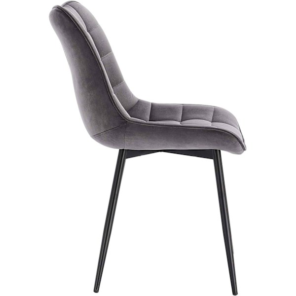 Rootz Set med 8 matstolar - Sammetsklädd - Ergonomisk sittplats - Bekväm, hållbar, golvsäker - Mörkgrå metallben - 85,5 cm x 46 cm x 40,5 cm