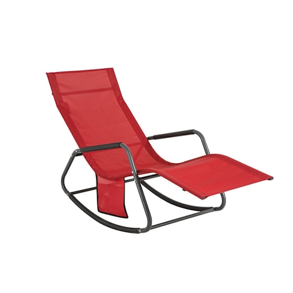 Rootz Garden Lounger - Solstol - Gungstol - Ergonomisk design, förvaringsficka, stöder upp till 120 kg - Metallram med syntetfibertyg - 145cm x 84cm x
