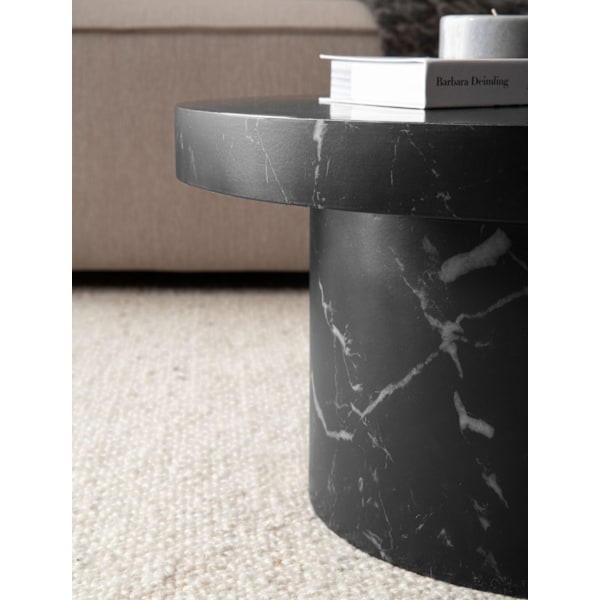 Rootz Round sofabord - Moderne bord - sort look -bord - Anti -slip -funktion - 60 cm x 60 cm x 30 cm