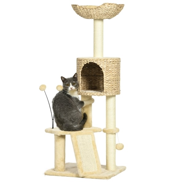 Rootz Cat Tree Tower - Raaputustolppa - Kiipeilyteline - Kissan asunto - Sisalin köysitolpat - 45 cm x 40 cm x 116 cm