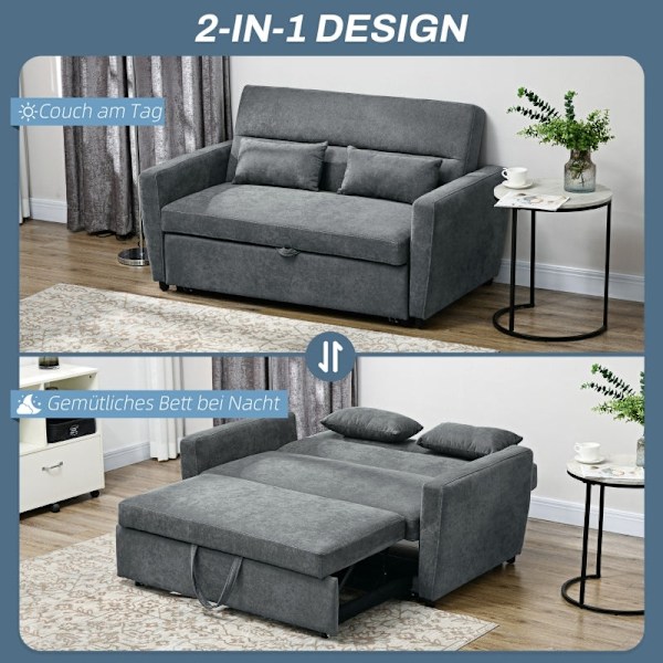 Rootz 2-i-1 sovesofa - Sofa - Gæsteseng - Ergonomisk design - 3 justerbart ryglæn - Højkvalitets polstring - 155 cm x 90 cm x 88,5 cm