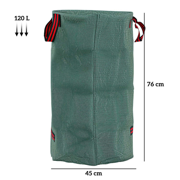 Rootz 3x120L Garden -säkkisarja - Vedenpitävät lehtipussit - UV -kestävät jätepussit - Kestävä ja taitettava - Ø45 x 76h cm