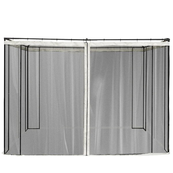 Rootz myggnät - 4 sidopaneler flugnät med krokar - myggnät med dragkedja - insektsskydd - flugnät - nylon - mesh svart - 302L x 207H cm