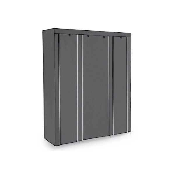 Rootz Grey Fleece Stof Foldeskab - Opbevaringsorganisering - Bærbar garderobe - Stålrørskonstruktion - Letvægts - Nem montering - 150 cm x 175 cm x 45