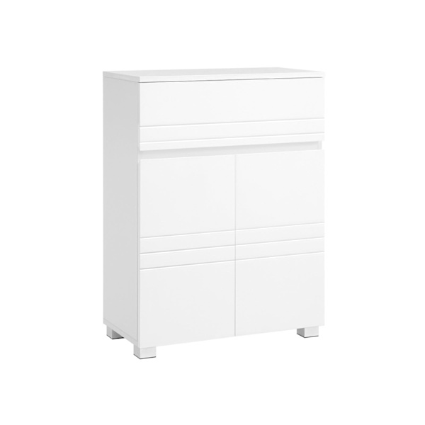Rootz Badeværelsesskab - Hvid opbevaringsenhed - MDF-døre - Spånpladekrop - Justerbar hylde - Tippesikring - 60 cm x 30 cm x 80 cm