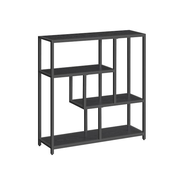 Rootz reol med 4 hylder - Ibenholtsort - Blæksort - Spånplade og stålmateriale - 30 cm x 100 cm x 103 cm - Letvægts - Robust