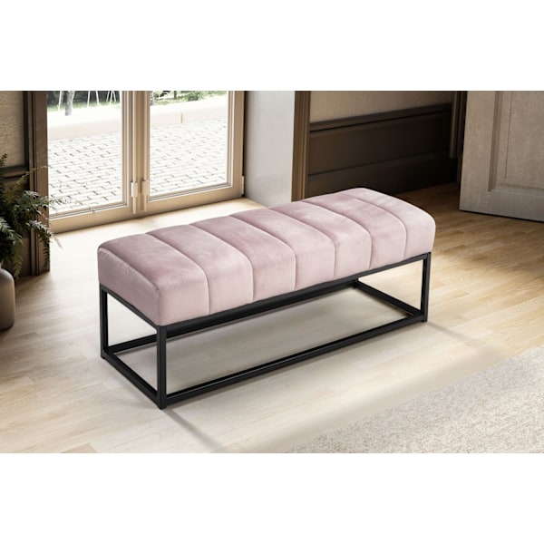 Rootz Modern Polstret bænk - Stilfuld bænk - Quiltet sæde - Tyk pude - Pink & Sort - 108 cm x 40 cm x 40 cm