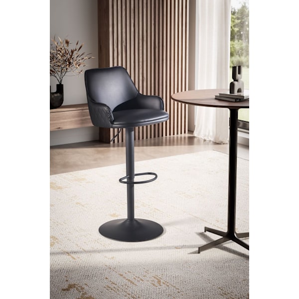 Rootz Modern Design Barpall - Bänkpall - Svängbar pall - Diamantquiltning - 45cm x 86-106cm x 45cm - Svart - 360° rotation - Metallbas - Fotstöd - 100
