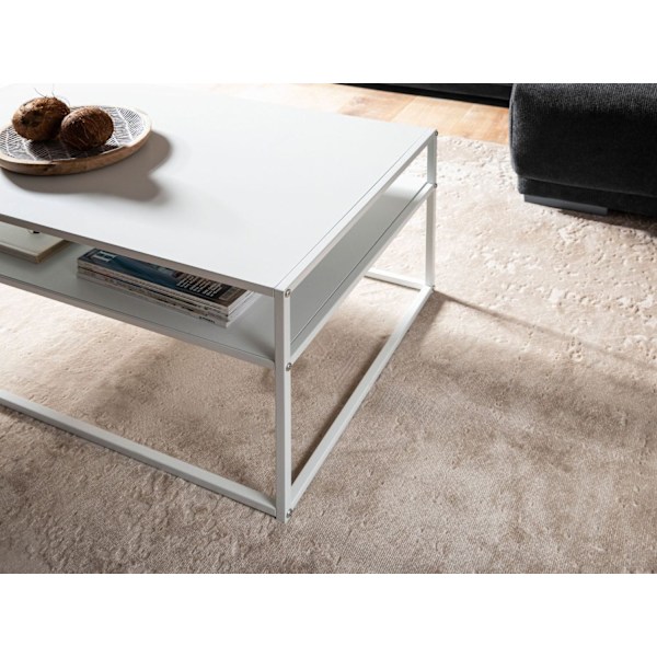 Rootz industriell stil rektangulärt soffbord - Modernt soffbord - Vitt soffbord - Förvaringsytor - 100 cm x 60 cm x 45 cm