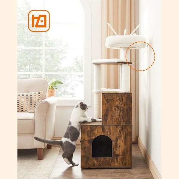 Rootz Cat Tree - Kradsestolpe med hule - kradsestolpe med kattekasseskab - Katteklatretræ - Katteaktivitetstræ - Kattelegetræ - Moderne kattetræ - Kat