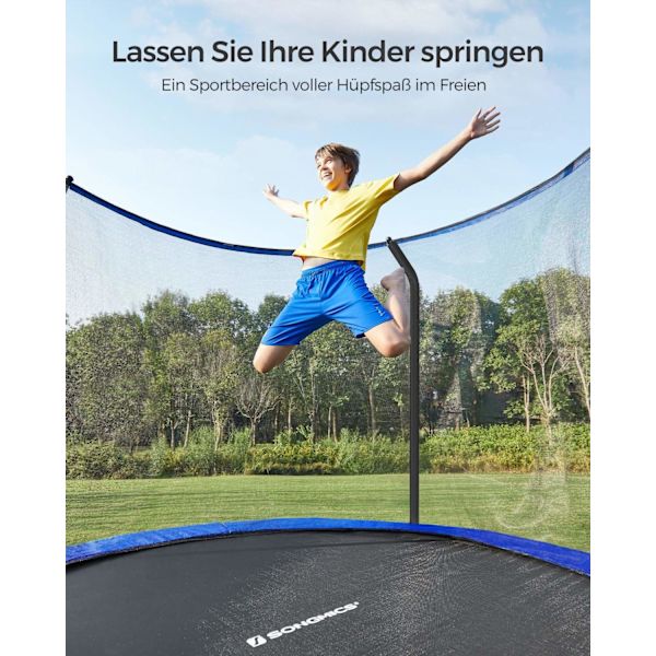 Rootz studsmatta Set - Studsanordning - Hopputrustning - Galvaniserad ram - Stabil - Rostbeständig - Idealisk present - 366cm x 90cm - Mörkblå