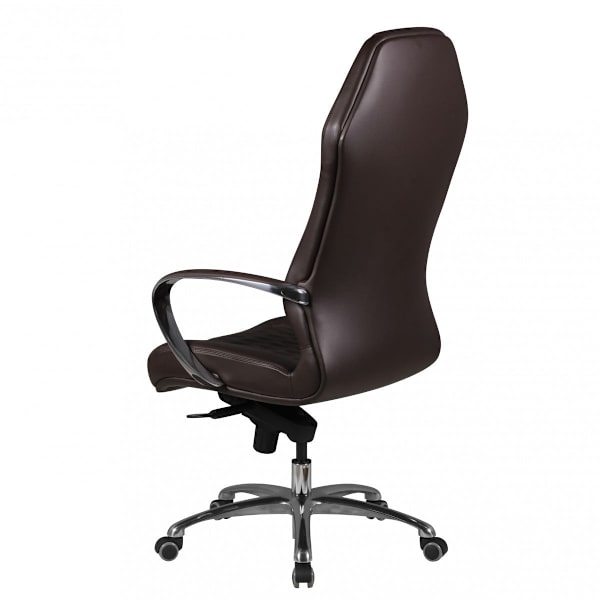 Rootz Executive Chair - Diamantdesign - Äkta läder - Armstöd i aluminium - Ergonomiska - Andas - Brun/Silver - 126-136cm x 67cm x 45cm