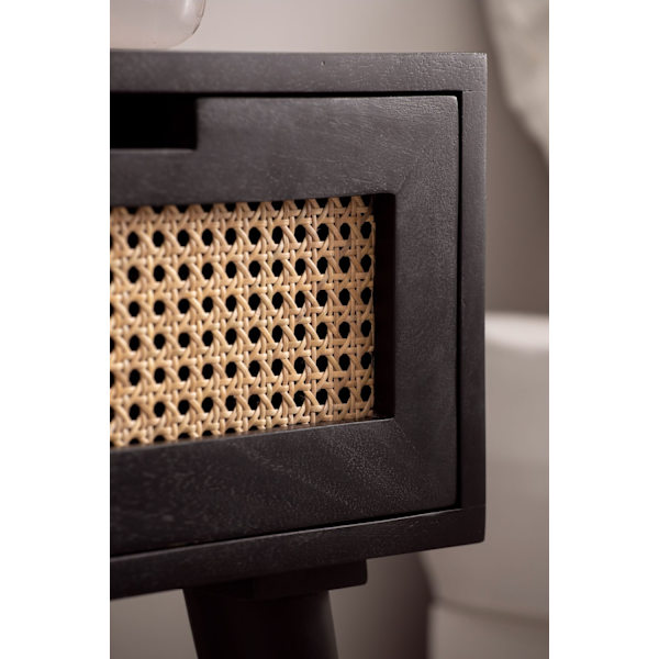 Rootz Modern Sengebord - Natbord - Skuffeskab - Wienerfletning - Håndlavet - Naturligt trækorn - 40cm x 60cm x 30cm