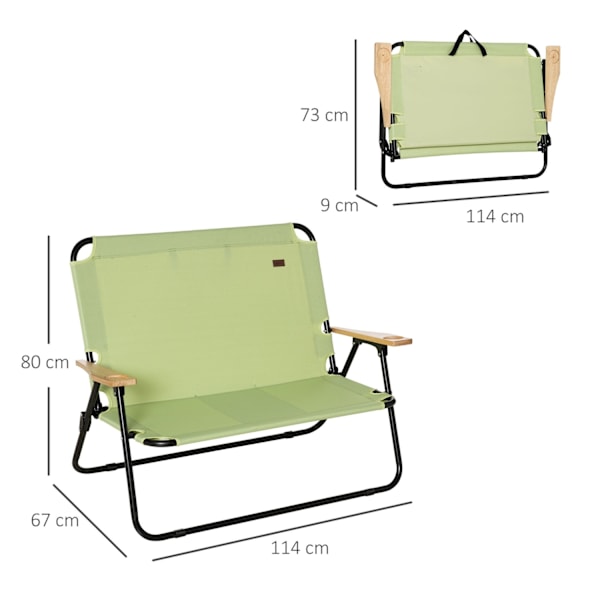 Rootz 2 -personers campingstol - sammenfoldelig liggestol - udendørs fiskestol med kopholder - Holdbart stål & Oxford stof - 141 cm x 67 cm x 80 cm