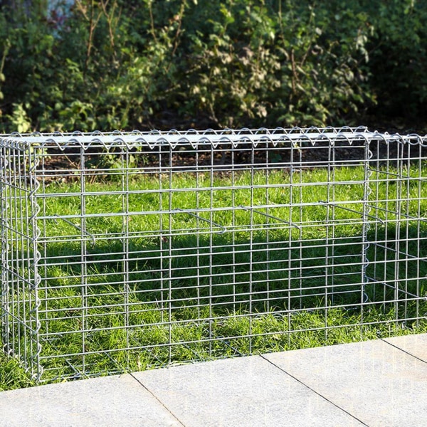 Rootz Stone Gabion - Rektangulär Gabion - Gabion Wall - Gabion Basket - Gabion Stödmur - Gabion Struktur - Dekorativ Gabion - Silver - 100 x 50 x 30 c