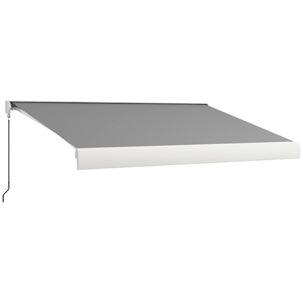 Rootz Markis - El - Manuellt utdragbar - Väggfästen - Hel kassett - Fjärrkontroll - Aluminiumram - Polyester - ljusgrå - 395L x 300W cm
