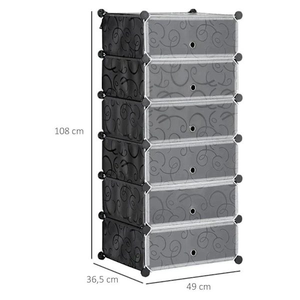 Rootz skostativ - modulært skostativ til 6 par sko - abs-stik - dørplade - træhammer - sort - 49L x 36,5W x 108H cm