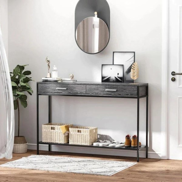 Rootz Console Table - Entrance Table - Side Table - Table - 2 Drawers - Grey - 120 x 30 x 81.5 cm