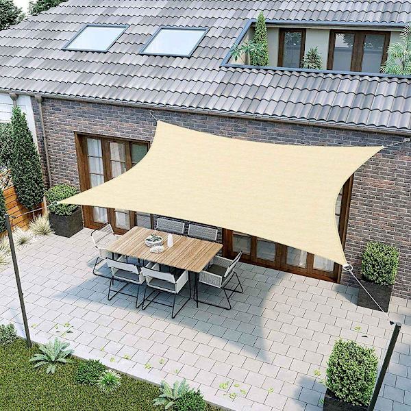 Rootz Sun Sail - Markise - Solsejl Markise - Vinduesmarkise - Stofmarkise - Vandtæt Markise - Skyggeløsning - Sand - 3 x 4 m