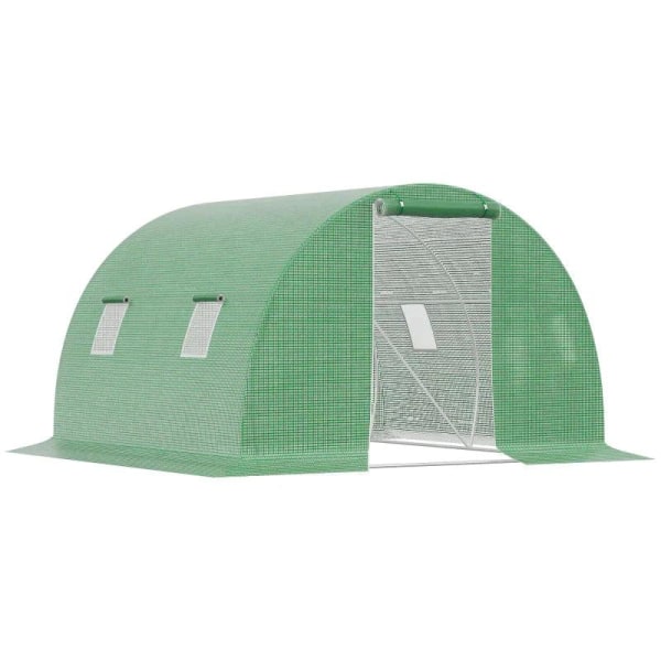 Rootz Drivhus - Poly Drivhus - Walk-in Poly Tunnel - Med 6 vinduer - Frostbeskyttelse - Mørkegrøn - 4,5L x 3W x 2H m