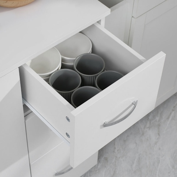 Rootz Køkkenskab - Pantry Skab - Opbevaring Organizer - MDF Konstruktion - Hvid - 89cm x 39,5cm x 168cm