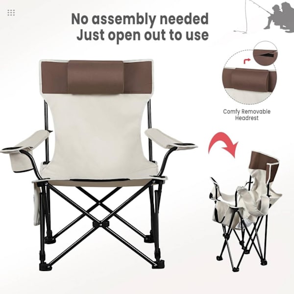 Rootz Ultimate Outdoor Folding Chair - Bærbar Stol - Justerbar Lounge Chair - Slidstærkt 600D Oxford stof - Let og kompakt - Justerbart ryglæn - 58,5