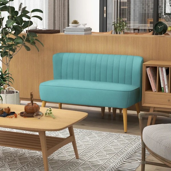 Rootz Soffa - Retro Design - 2-sits soffa - Träben - Trä - Tyg - Sammetslen polyester - Grön - 117cm x 56,5cm x 77cm