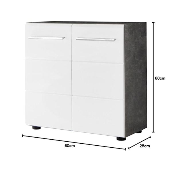 Rootz Nano Tall Bathroom Cabinet - Basin Storage - Vanity Unit - Washroom Organizer - Sink Cupboard - Restroom Furniture - Concrete Stone Melamine & W