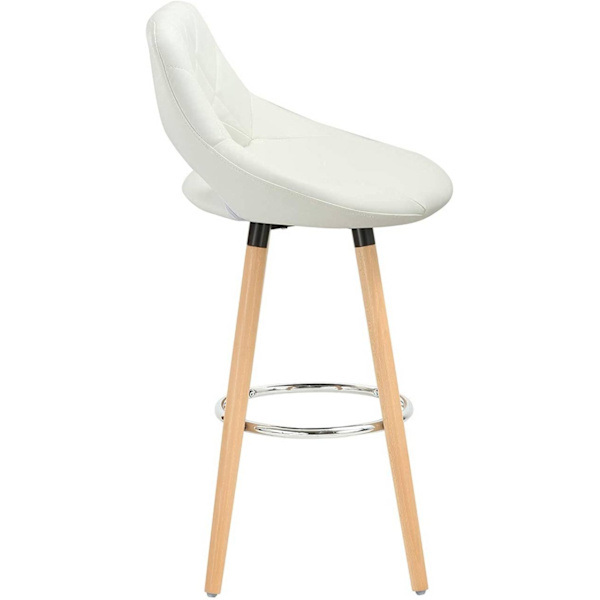 Rootz Barstol i imiteret læder - Bordstol med træramme - Komfortabel siddeplads - Holdbar og stabil - Nem montering - 43 cm x 43 cm x 91 cm