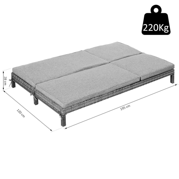 Rootz Garden Dubbelsäng - Grå - Metall, Rotting, Polyester - 76,77 cm x 48,42 cm x 11,02 cm