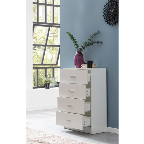 Rootz Design Skænk Hvid Højglans 60x90x30 cm Skænk Træ Moderne - Smal skuffe kommode Spisestue - Lille universalskab entre Linned kommode soveværelse