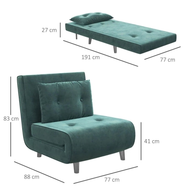 Rootz Sovestol - Hvilestol - Med lænefunktion - Knapsyning - Linnedlook - Grøn - 77 cm x 88 cm x 83 cm