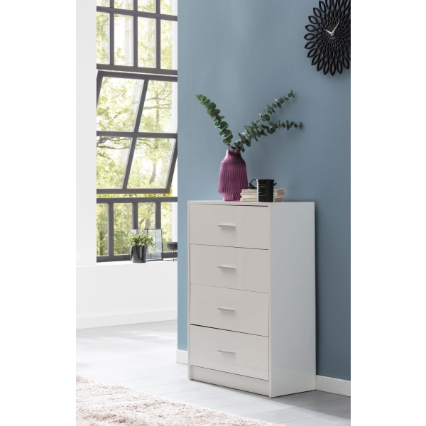 Rootz Design Skænk Hvid Højglans 60x90x30 cm Skænk Træ Moderne - Smal skuffe kommode Spisestue - Lille universalskab entre Linned kommode soveværelse