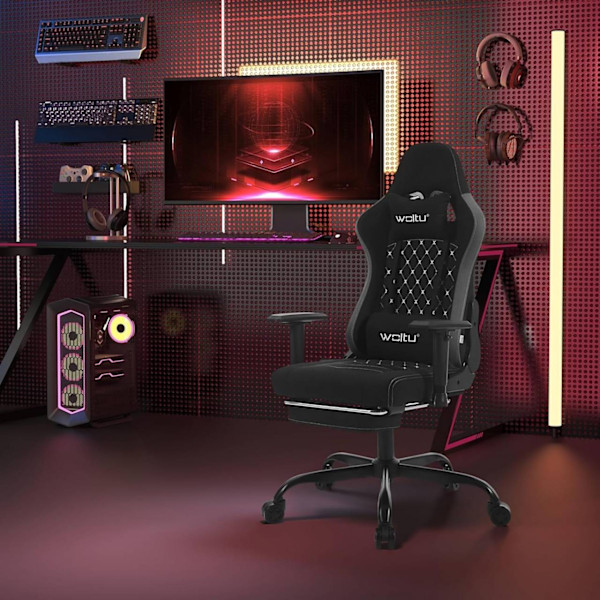 Rootz Massage Gaming Chair - Ergonomisk Gamer Chair - Lændestøtte - Åndbart teknisk stof - Justerbare armlæn - 50 cm x 48 cm x 75,5 cm