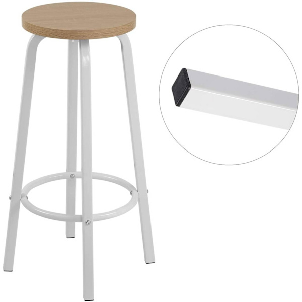 Rootz moderne barstol - skammel i skandinavisk stil - Minimalistisk bordstol - Komfortabelt MDF-sæde - Holdbart stel i rustfrit stål - Pladsbesparende