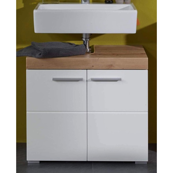 Rootz Bathroom Suite - Washroom Collection - Bath - Vanity - Restroom Set - Facilities Kit - Knotty Oak/White High Gloss - 163 x 190 x 34 cm