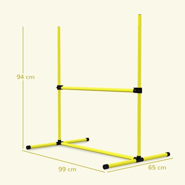 Rootz Dog Agility -setti - 4-osainen pentukoulutussarja - Esterata - Säädettävä korkeus - Sisällä ulkona - Kevyt - Keltainen - 99cm x 65cm x 94cm